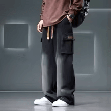 Autumn New Wide Leg Washing Jean Pants Men