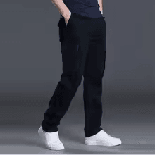 2025 Cotton Multi Flap Pockets Men's Straight Leg Cargo Pants