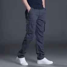 2025 Cotton Multi Flap Pockets Men's Straight Leg Cargo Pants