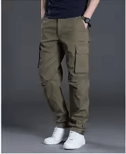 2025 Cotton Multi Flap Pockets Men's Straight Leg Cargo Pants