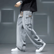 Autumn New Wide Leg Washing Jean Pants Men